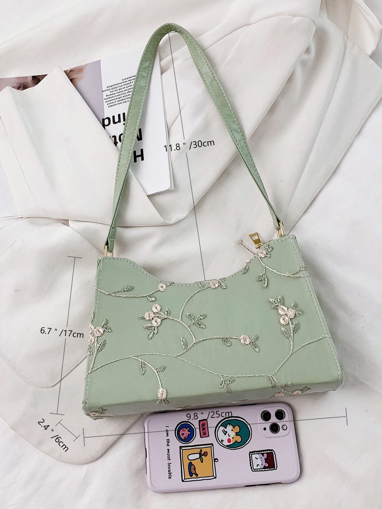 floral embroidered crossbody bag