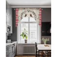 thumbnail image 3 of Pink Roses Swag Valances for Windows, Small Curtains Drapes, Spring Horseshoes Floral Leaves Vintage Kitchen Window Curtains Over Sink Rod Pocket Window Treatment Valance for Bedroom/Bathroom 56"x36", 3 of 5