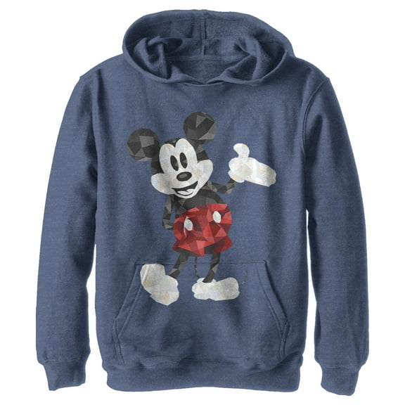 Boy's Mickey & Friends Artistic Mickey Mouse  Pull Over Hoodie Navy Blue Heather X Large