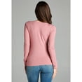 thumbnail image 5 of Emmalise Women's Junior and Plus Size Vneck Tshirt Long Sleeves Shirt Tee, 2xl, D.Pink, 5 of 6