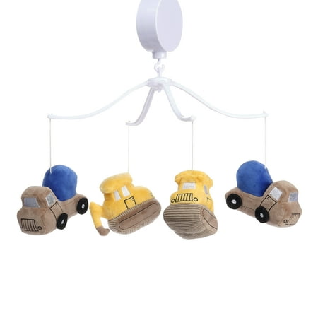 UPC: 0084122016095 | Bedtime Originals Construction Zone Musical Baby Crib Mobile Soother Toy- Trucks