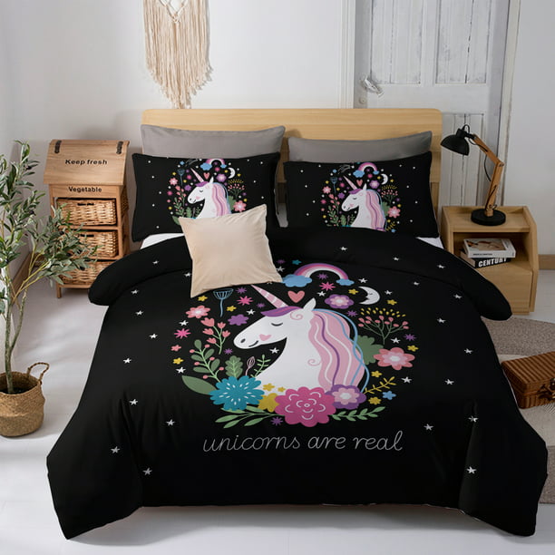 Arightex Unicorn Pony Twin Size Bedding, Unicorn Bed Sheets Twin Size
