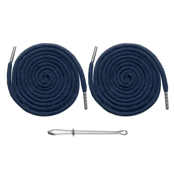 Uxcell 2Pcs Drawstring Cords 51" Replacement Drawstring Hoodie String Sewing Tool with Easy Threader for Hoodie Sweatpants Jackets Pants Hats Coats Bags, Navy Blue