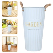 TABLZONE Sky Galvanized Metal Flower Bucket Tall Floor Vase Rustic Farmhouse Decor Indoor Outdoor Planter