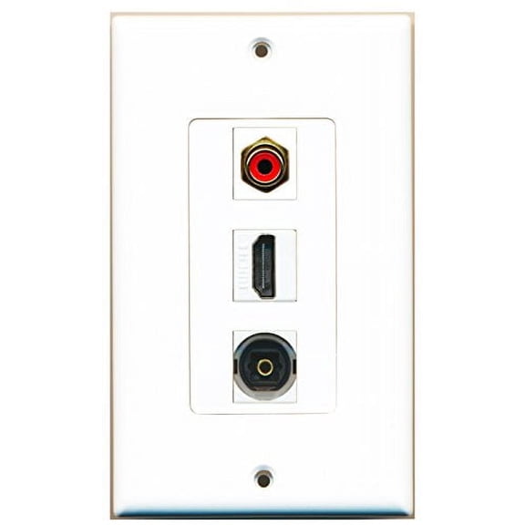RiteAV - 1 Port HDMI and 1 Port RCA Red and 1 Port Toslink Decorative Wall Plate