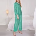 thumbnail image 3 of Lsque Turquoise watercolor Pattern Long Sleeve Pajama Set for Women - Soft 2-Piece Sleepwear and Loungewear Set with Pockets, Comfy Nightwear-XX-Large, 3 of 7