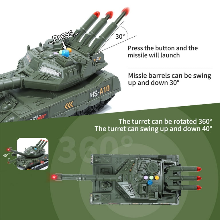 JoyStone Military Vehicles Sets Battle Tank Toy with Realistic Light and Sound 6 Pack Mini Alloy Die Cast Army Cars Great Gift for Kids and Toddlers