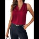 thumbnail image 1 of Camisetas Sin Mangas Plisadas para Mujer, Color Vino Tinto, Talla M, 1 of 4