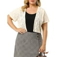 thumbnail image 5 of MODA NOVA Juniors Plus Size Lace Hollow Out Cropped Bolero Shrug Cardigan, 5 of 6