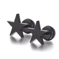 thumbnail image 1 of Pendientes de perlas Hugo acero inoxidable 316L negro pentagrama Barbell Stud, 1 of 6