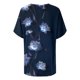 thumbnail image 3 of Gibobby Camiseta de manga corta para mujer Camiseta suelta informal con cuello en V para mujer, blusa manga corta con estampado(Azul oscuro,CH), 3 of 4