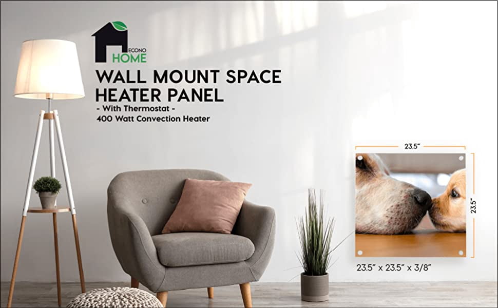 EconoHome Wall Mount Space Heater Panel 2023 Model - with Thermostat - 400  Watt Convection Heater - Ideal for 120 Sq Ft Room - 120V Electric Heater -  Overheat Protection - Walmart.com
