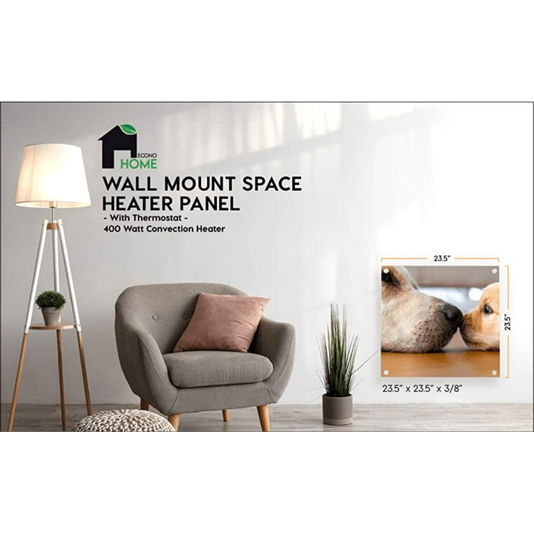 EconoHome Wall Mount Space Heater Panel 2023 Model - with Thermostat - 400  Watt Convection Heater - Ideal for 120 Sq Ft Room - 120V Electric Heater -  Overheat Protection (Puppy) - Walmart.com