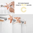 thumbnail image 3 of No Hook Shower Curtain with Snap in Liner, Summer Ocean Starfish Shell Waterproof Fabric Bathroom Curtain Mesh Top Window, Watercolor Orange Fish Shower Curtains 72x84in, 3 of 9