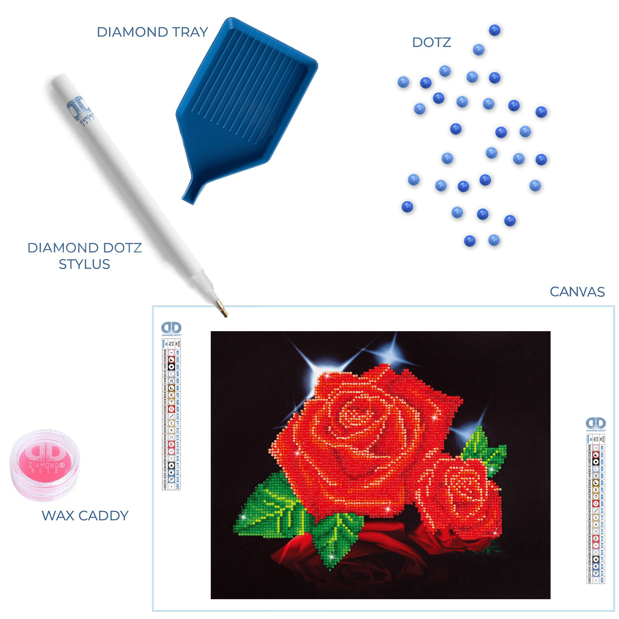 訳あり・ダイヤモンドアート・ローズレッド Diamond Dotz Kits - Red Rose Sparkle, Partial Drill, Round