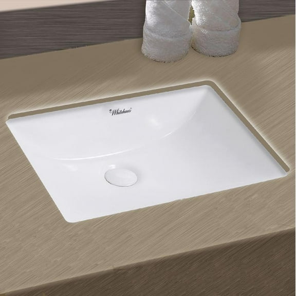 Isabella Plus Collection 21 inch Rectangular Undermount basin with overflow and rear center drain - White