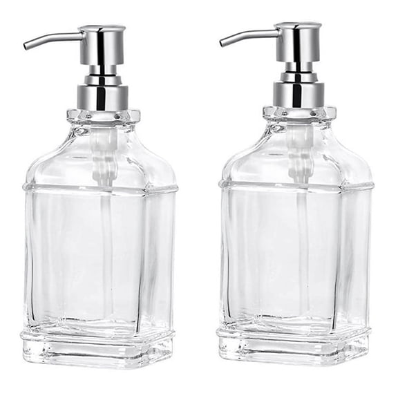 Glass Soap Dispenser with Rust Proof Stainless Steel Pump Refillable Hand Soap Dispens y13444