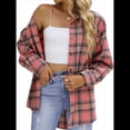 thumbnail image 2 of Camisas de Franela A Cuadros para Mujer, Blusas de Larga de Gran Tamaño con Botones, Tops. Rosa XL, 2 of 10