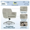 thumbnail image 3 of Serta Ashland Office Desk Chair, Button Tufted Mid-Back, Memory Foam Cushion, Chrome Swivel Base, Light Gray, 3 of 9