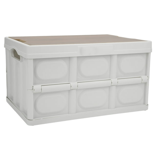 Boîte de Rangement Extérieure avec Couvercle en Bois, 30l Boîte de Rangement Pliable Multifonctionnelle Extérieure Boîte de Rangement Pliable Fabriquée avec Expertise