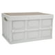 thumbnail image 5 of Caja de almacenamiento plegable multifuncional para exteriores de 30 litros, caja de almacenamiento portátil extraíble gruesa con panel de madera para exteriores, color blanco, 5 of 14