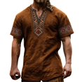thumbnail image 2 of Henley Shirts for Men Summer Casual Retro Print Short Sleeve T Shirts for Man Renaissance Top Party Wear, 2 of 5