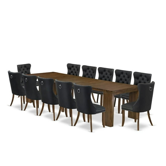 Luxe by East West Furniture 13 Pieces Extendable Dining Set Includes a Rectangle Kitchen Table
