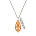 thumbnail image 1 of Delight Jewelry Acrylic Medium Leaf Pearly Orange Silvertone Family Bar Charm Necklace, 23", 1 of 4