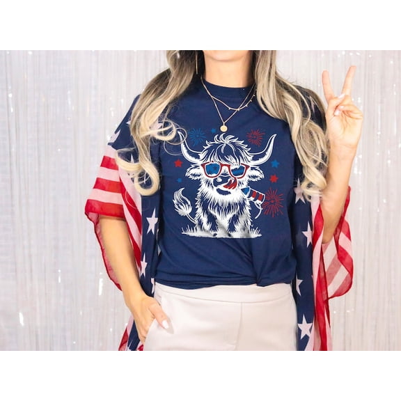 4th July Heifer T-Shirt, Retro 4th of July Shirt, Funny Cute Western Cow Tshirt, USA Independence Day Shirt, Gift for 4th of July Tee