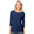 thumbnail image 1 of Hanes 00090563950898 T-Shirt à Manches Raglan en Coton Extensible pour Femmes , Marine - Extra Grand, 1 of 2