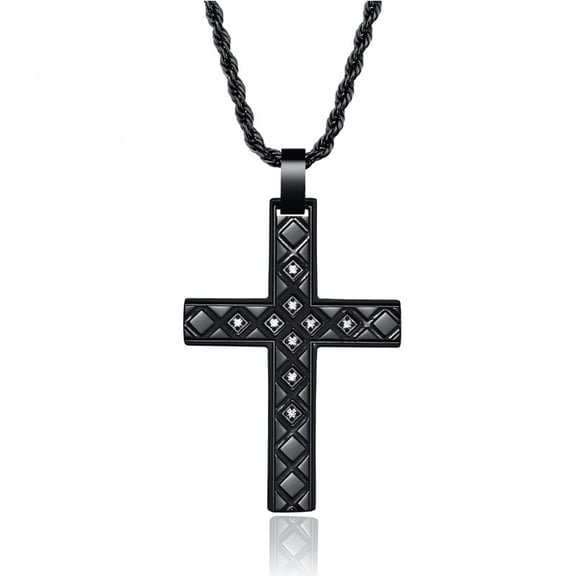 Metaljc Stainless Steel Cross Necklace for Men , Religion Fashion Jewelry Gifts, 24 In
