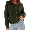 thumbnail image 4 of Lovskoo Cardigan Sweaters for Women Open Front Trendy Spring Solid Color Button Long Sleeve Long Coat Knit Tops Green, 4 of 4