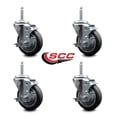 thumbnail image 2 of 4 Inch Thermo  Rubber Wheel Swivel 3/4 Inch Threaded Stem Caster Set with Brake, 2 of 2