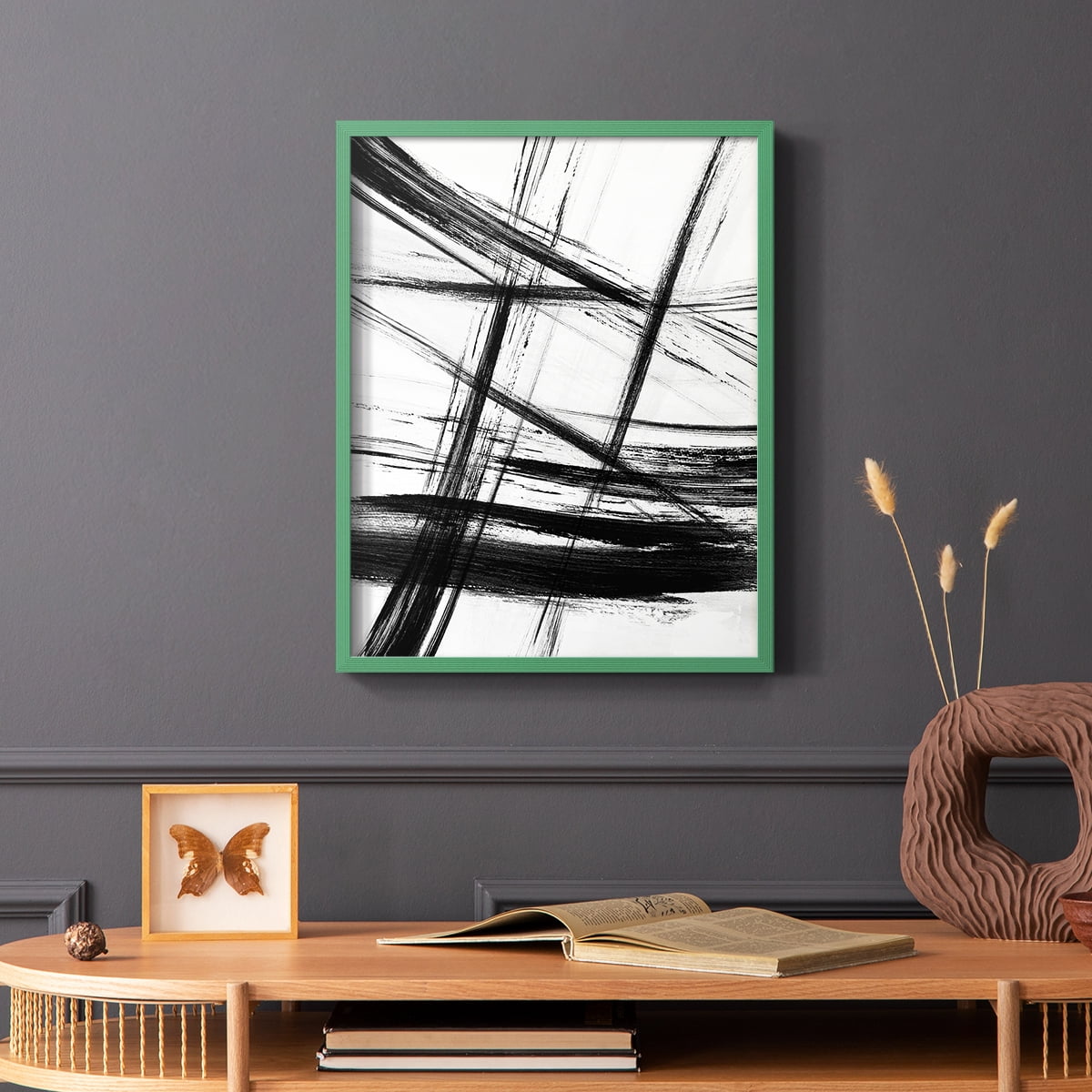 Organic Strokes in Green Solid Wood 8 x 10 Framed Print