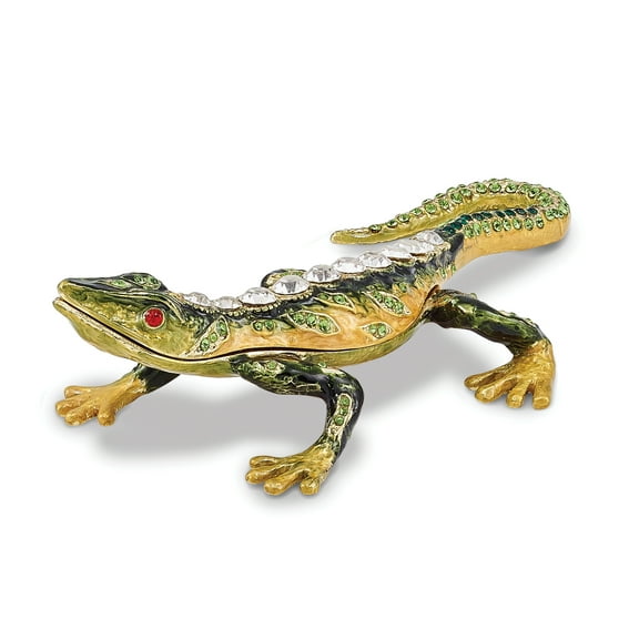 Pewter Rain Forest Lizard Trinket Box
