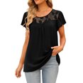 thumbnail image 2 of EQWLJWE Hauts d'Été pour Femmes Hauts pour Femmes Liquidation Mode Féminine T-shirt Imprimé en Dentelle Manches Courtes Blouse Col Rond Hauts Décontractés, 2 of 9