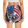 thumbnail image 4 of Xecao's Largemouth Bass Fish in USA for a double-layer running short for women, perfect for gym, tennis, and more, featuring a convenient pocket., 4 of 9