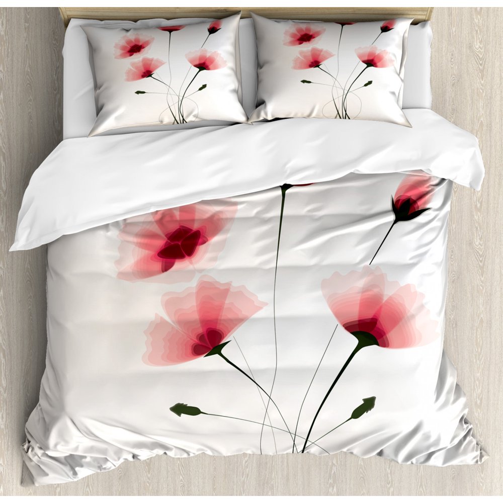 Abstract Duvet Cover Set, Pure Romantic Cool Simple Natural Flower with