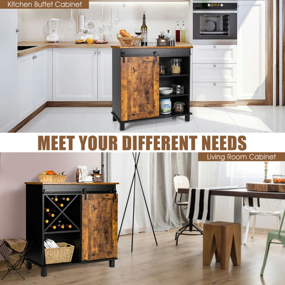 Finihen Kitchen Storage Cabinet, Buffet Sideboard, Industrial Storage Cabinet with Sliding Barn Door, for Dining Room, Kitchen, Living Room, Rustic Brown Finihen Kitchen Storage Cabinet, Buffet Sideboard, Industrial Storage Cabinet with Sliding Barn Door, for Dining Room, Kitchen, Living Room, Rustic Brown
