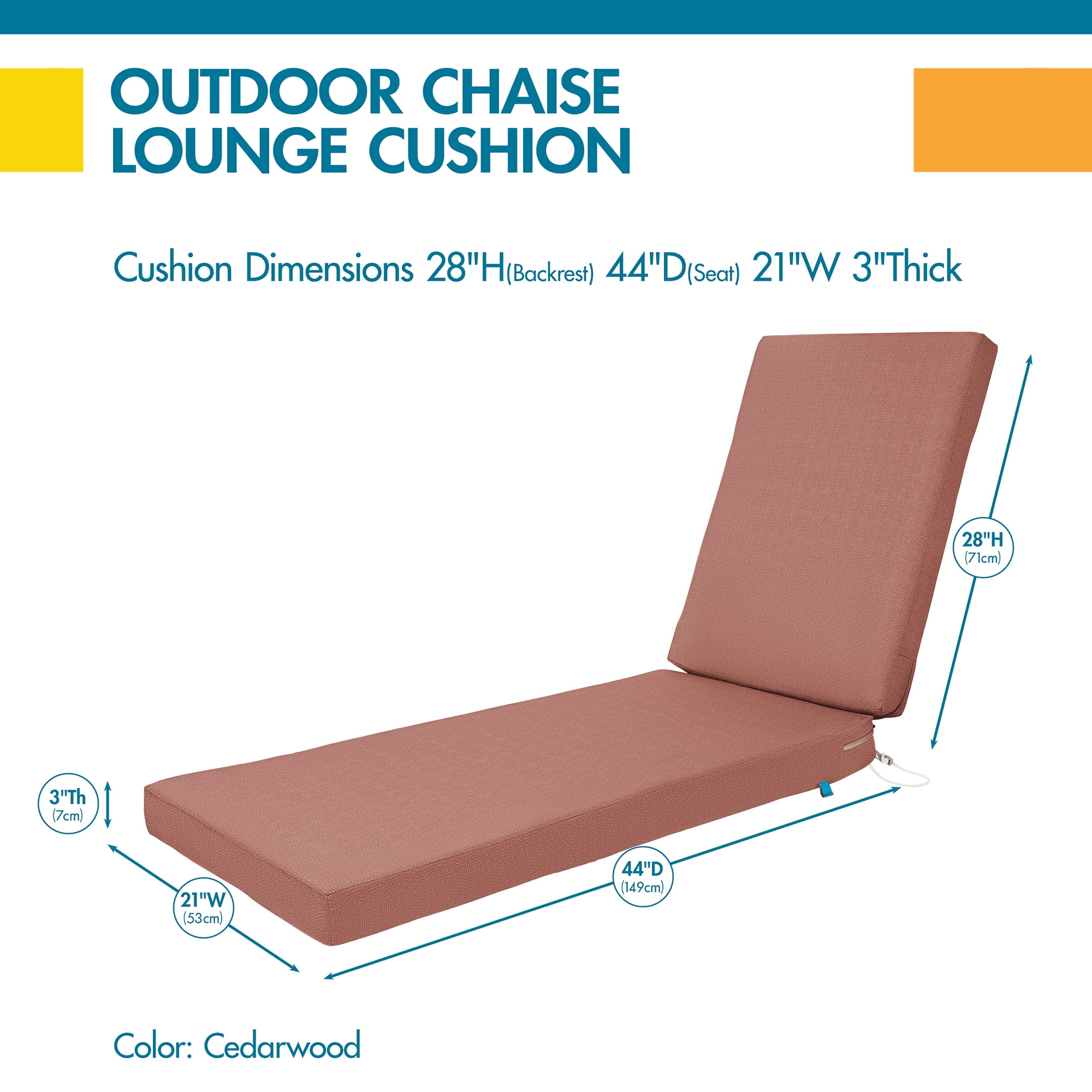 DUCKCOVERS® Weekend All-Weather Outdoor Chaise Cushion