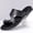 black, variant on Men Brown Cross Strap Toe Ring Leather Slide Sandals Minimalist Flat Casual Slippers