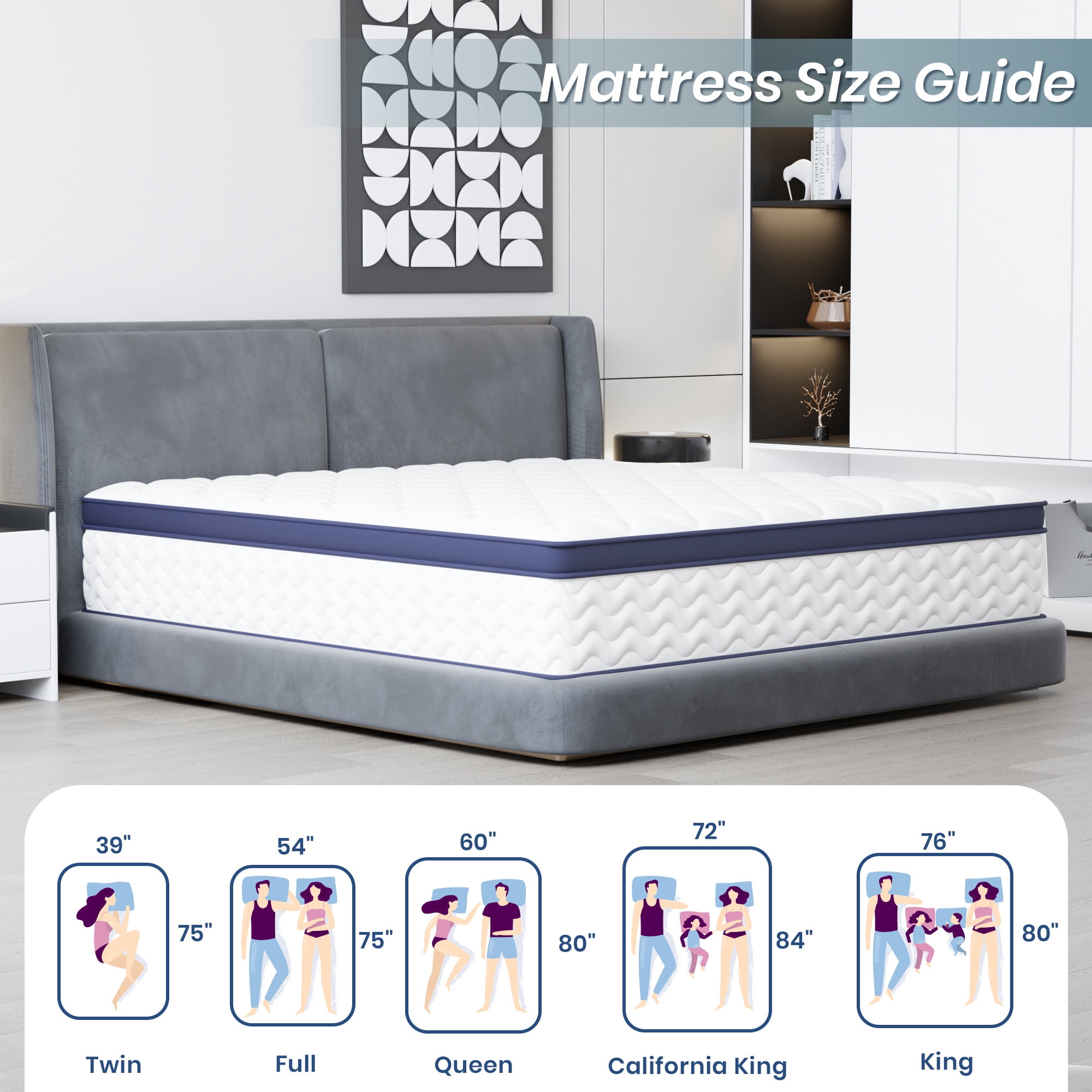 YINIX 12 Inch Hybrid Memory Foam Mattress in a Box, King