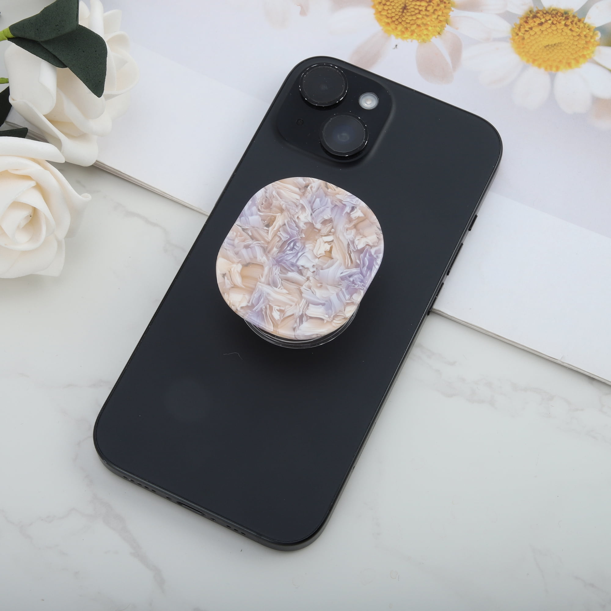 Unique Bargains Rendered Cube Phone Grip 1 Pc Purple White
