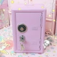 thumbnail image 5 of Kids Mini Safe Bank, Metal Cash Box, with Key and Combination Lock, Pink, 5 of 6