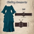 thumbnail image 6 of IROOZIGOTO Womens Medieval Renaissance Maxi Dress Off Shoulder Long Flare Sleeve with Brown Lace Up Corset Belt Halloween Cosplay Costume, 6 of 9