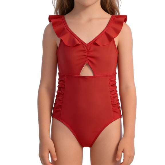 shoper Girls tankini Swimsuit pink Children's Fashionable Casual Swimming Red 11-12 Years