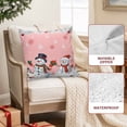 thumbnail image 2 of Outdoor Pillow Covers Waterproof Pillow Cases Protector Winter Snowman Snowflake on Pink Pillowcase Pack of 2 Christmas Ball White Leaf Throw Cushion Case for Pation Furniture,Couch,Sofa, 18x18 in, 2 of 9