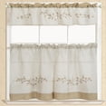 thumbnail image 1 of Rustic Embroidered Floral Tier and Valance Kitchen Curtain Set, 1 of 2
