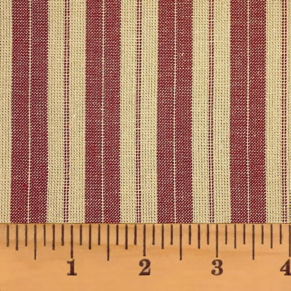JCS Primitive Red Large Ticking Stripe Homespun Cotton Fabric Sold by the Yard