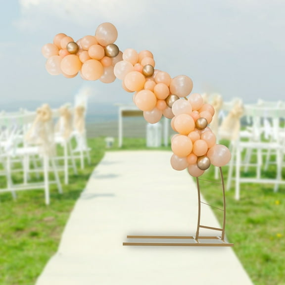6.5ft Gold Metal Crescent Moon Wedding Arch Stand, Curved Flower Balloon Frame for Weddings, Birthday Parties, Engagements, Baby Showers
